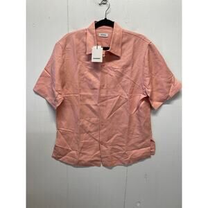 Sandro Men's Button Up Short Sleeve Shirt Size Medium 33% Linen New With Tags